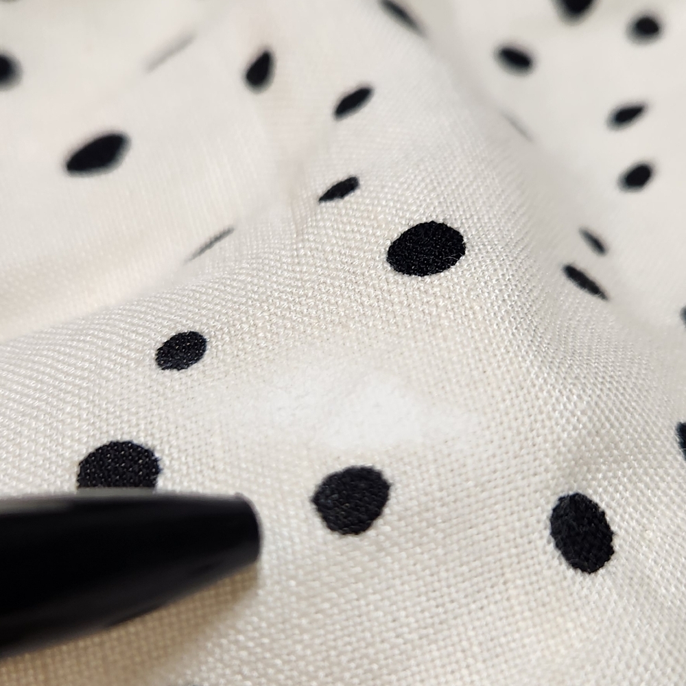 LOFT White Black Polka Dot Linen Puff Sleeve Cut-Out Tie Back Flare‎ Dress 14 - Picture 14 of 16